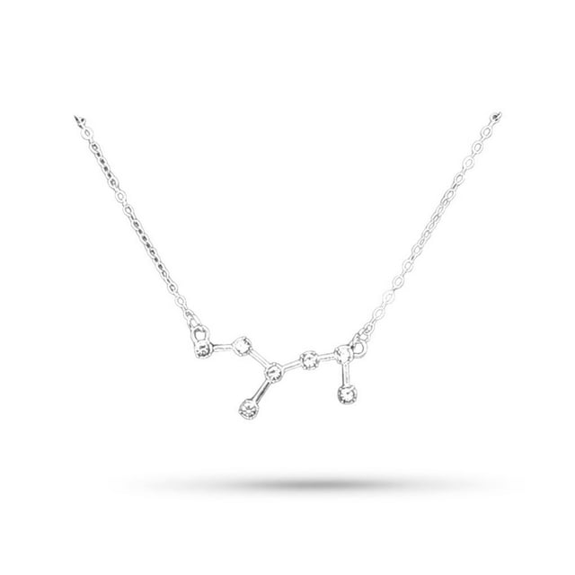 Jumpingount Colgante de cadena de joyería Ins de collar de zodiaco de diamantes de imitación Ropa, zapatos y accesorios Miscelánea Virgo Plata