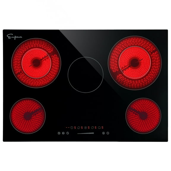 Built-In 30-in 5 Elements Smooth Surface (Radiant) Black Electric Cooktop Including Dual-Ring Element and Keep Warm Element