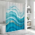 thumbnail image 6 of Blue Waves Abstract Shower Curtain, Waterproof Shower Curtains for Bathroom, Modern Water Ripple Striped Washable Fabric Bathtub Curtain Set Bath Decor with 12 Hooks Stall 36"x72", 6 of 8
