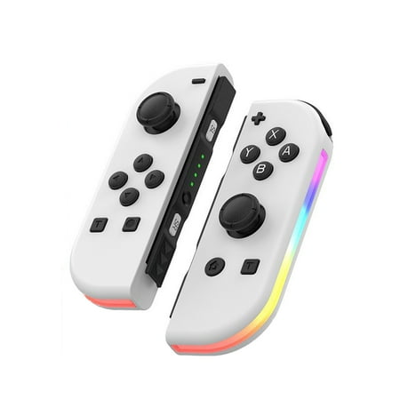 Switch Wireless Controllers with LED Light Replacement Wireless Gamepad Joy-con Dual Vibration (White)