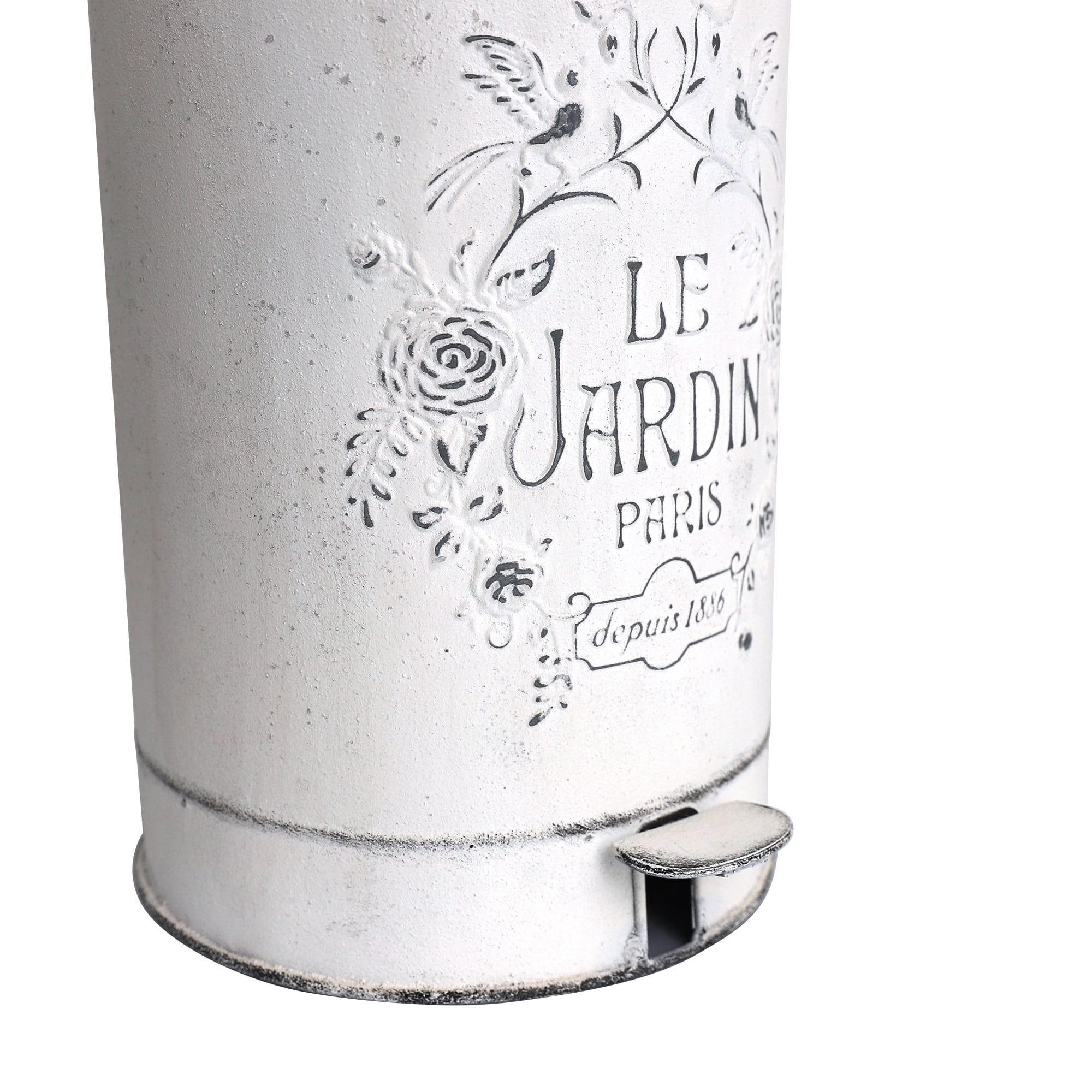 Vintage Metal Step On Trash Can With Lid 4.5 Gallon Farmhouse Rustic Garbage Can Waste Bin for Kitchen Bathroom Bedroom Porch