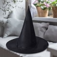 thumbnail image 2 of Sombrero De Bruja Negro Sombrero de bruja negro de Halloween Cosplay Sombrero de bruja brillante Decoraciones para el hogar al aire libre, 2 of 5