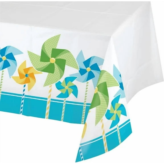 Turning One Boy Pinwheel Toy Pastel Birthday Party Decoration Plastic Tablecover