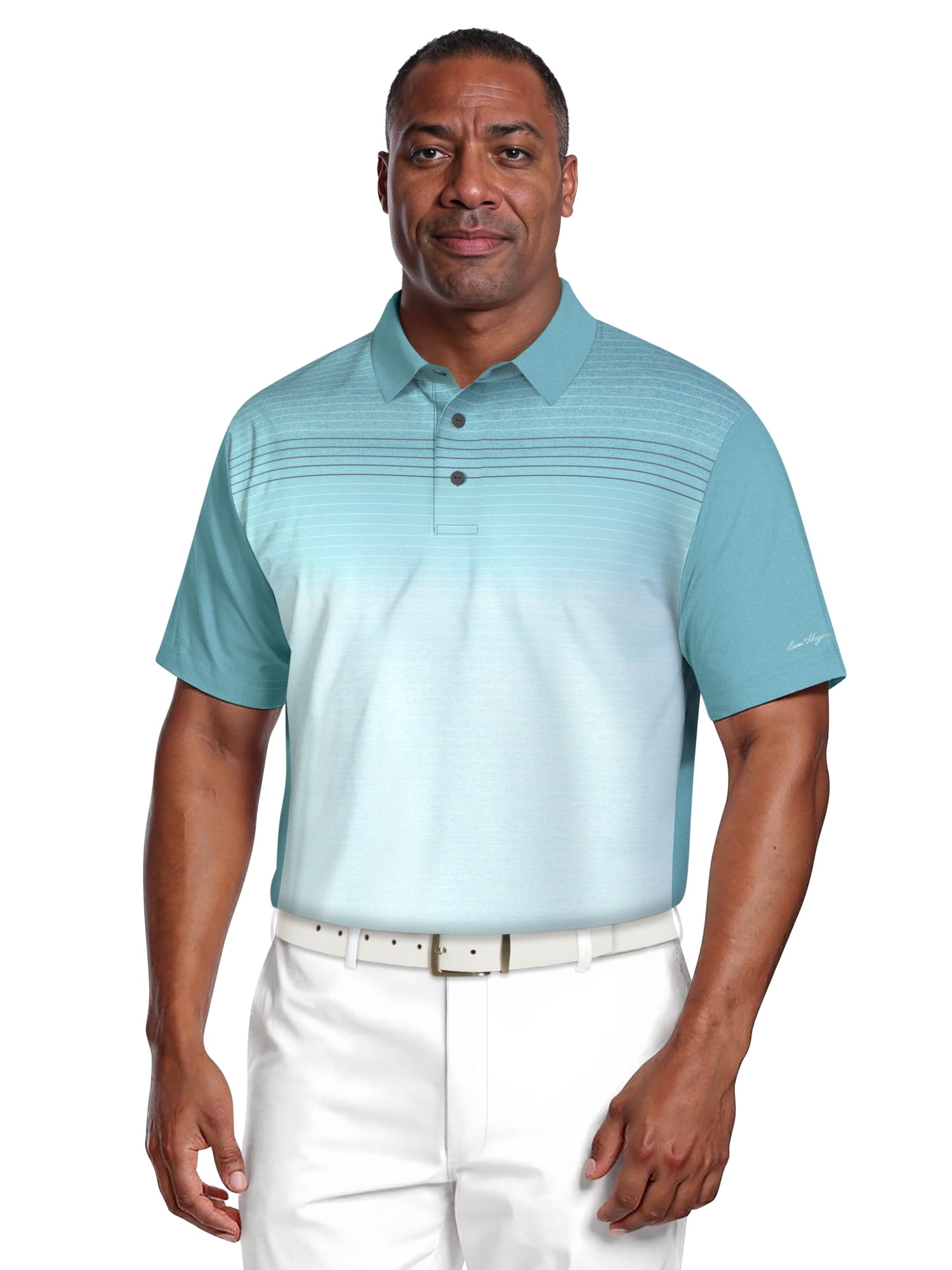 Ben Hogan Men's & Big Men's Performance Heather Assymetric Short Sleeve Golf Polo Shirt, Sizes S-3XL