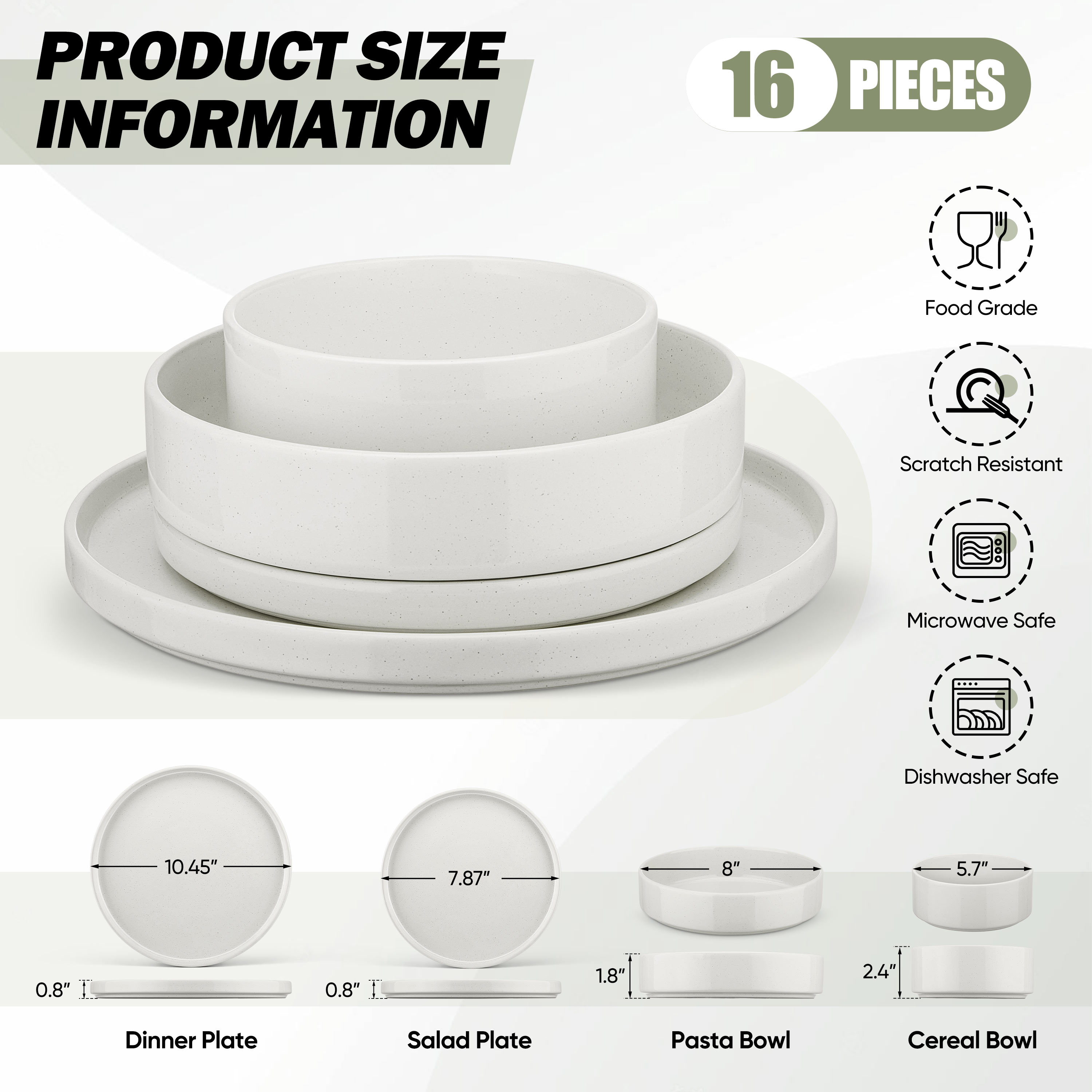Vesteel 16-Piece Speckled Stoneware Dinnerware Set for 4 photo 5