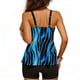 thumbnail image 4 of Traje de Baño de Bikini de Mujer sin Mangas Push-Up Acolchado Estampado con Falda de Corte Transparente, Traje de Baño de Impresión de Onda Negra, 4 of 7