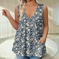 thumbnail image 5 of GIPQJK Summer Workout Tank Tops for Women Plus Size Deep V Neck Sleeveles Tanks 2025 Floral Print Casual Outfits Clothes with Pockets,Blue XL, 5 of 5
