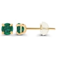 thumbnail image 2 of Decadence 14K Yellow Gold Plated 925 Sterling Silver 3mm Round Created Green Emerald May Birthstone Stud Earrings For Women, 2 of 5
