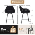 thumbnail image 5 of Garvee Modern Swivel Bar Stools Set of 2, 26" Counter Height Bar Stools for Kitchen Island, Upholstered Sherpa Fabric Barstools Island Chairs with Backs and Metal Legs, Black, 5 of 7