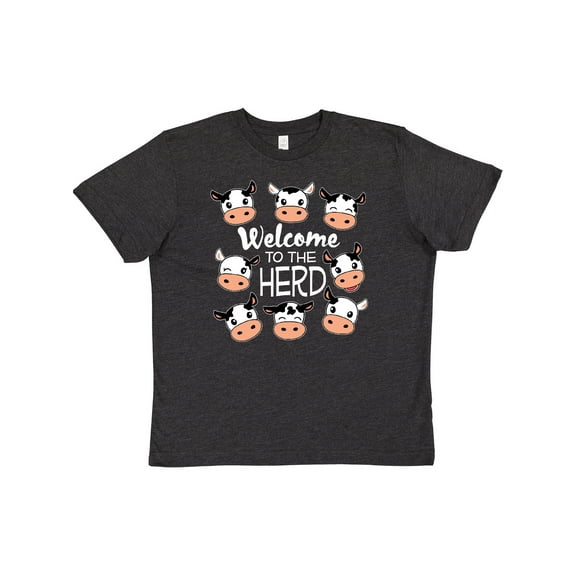 Inktastic Welcome to the Herd with Cute Black and White Holstein Cows Youth T-Shirt