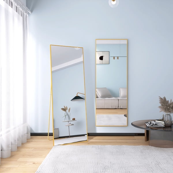 EASTIN 65" x 24" Wall Mounted Full Length Mirror, Full Length Mirror with Stand, Alloy Frame