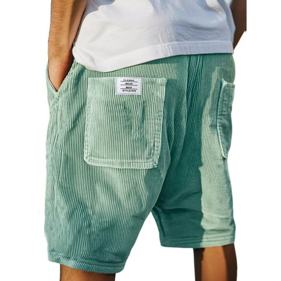 Men's Casual 5" Shorts Elastic Waist Drawstring Beach Short (Green XXXL)