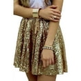 thumbnail image 3 of haxmnou women's shiny loose sequin flared pleated mini short skater skirt gold xxl, 3 of 9