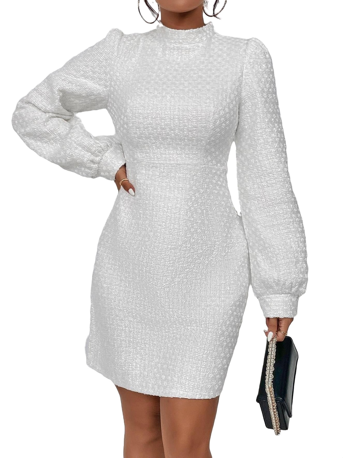 Plain White Fitted Dress | brebdude.com