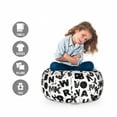 thumbnail image 2 of Alphabet Storage Toy Bag Chair, Monochrome Design of ABC's in Various Motifs Floral Details Swirls and Streaks, Stuffed Animal Organizer Washable Bag, Large Size, Charcoal Grey, by Ambesonne, 2 of 3