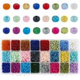 thumbnail image 1 of 6000 cuentas de vidrio de 24 colores 6/0, cuentas de cintura de colores surtidos, mini cuentas de 4 mm de brillo para hacer pulseras de la amistad, abalorios de verano junto al mar., 1 of 9