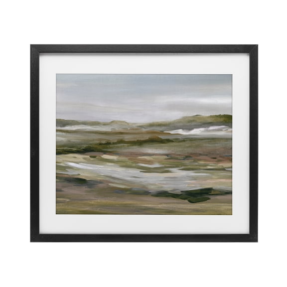 Stupell Industries Contemporary Natural Meadow Abstract Horizon Black Framed Print Under Glass, 16 x 13, by Carol Robinson