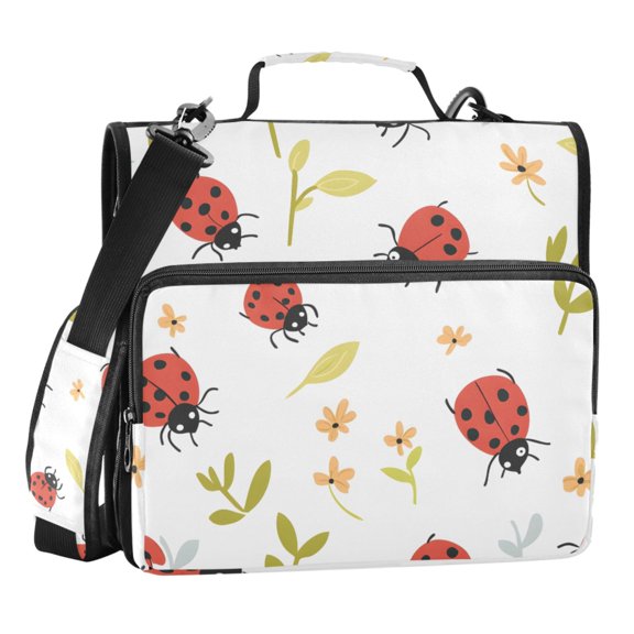 ALAZA Zipper Binder Ladybugs Flowers 3 Ring Trapper Keeper File Folder Organizer Bag