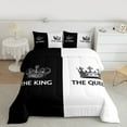 thumbnail image 2 of Feelyou King and Queen Queen Comforter Set, Romantic Couple Anniversary Bedding Sets, Black White Reversible Bedding Comforter Set, Microfiber Bedroom Decor, 3 Pieces, 2 of 8