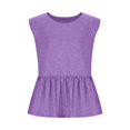 thumbnail image 3 of Cethrio Girls T-Shirts 2025, Casual Summer Pleated Crewneck Sleeveless Tops Purple Size 12-13 T, 3 of 6