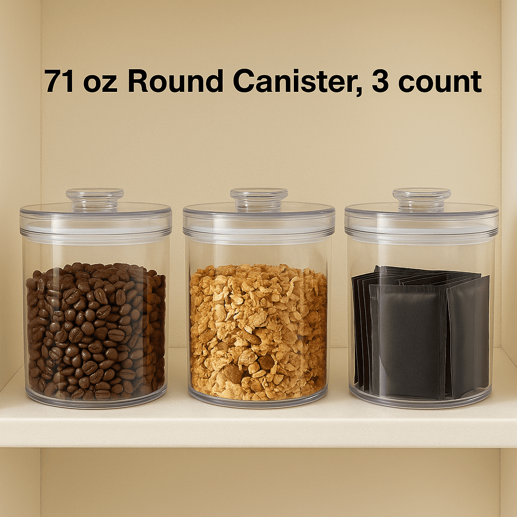 Felli Clear Round Food Storage Canisters with Lid, 3 Pack – 44 oz Airtight Containers, BPA-Free, Stackable, Dishwasher Safe