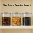 thumbnail image 6 of Felli Clear Round Food Storage Canisters with Lid, 3 Pack – 44 oz Airtight Containers, BPA-Free, Stackable, Dishwasher Safe, 6 of 6
