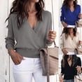 thumbnail image 1 of Pull-Over Ample à Manches Longues et Col en V pour Femmes, 1 of 5