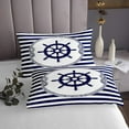 thumbnail image 3 of Erosebridal Blue Rudder Coverlet Set King,Stripes Bedding Set，Ocean Bedroom Decor,3-Piece, 3 of 5