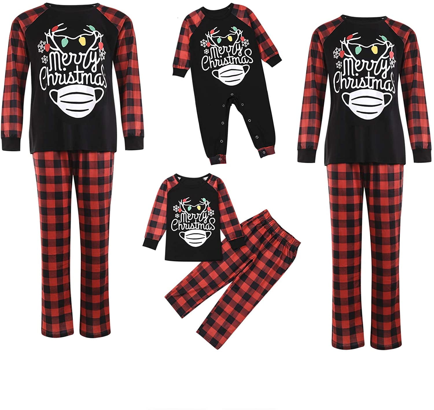 Matching Christmas Pajamas Set for Family, Women Men Kids Baby Pjs Red