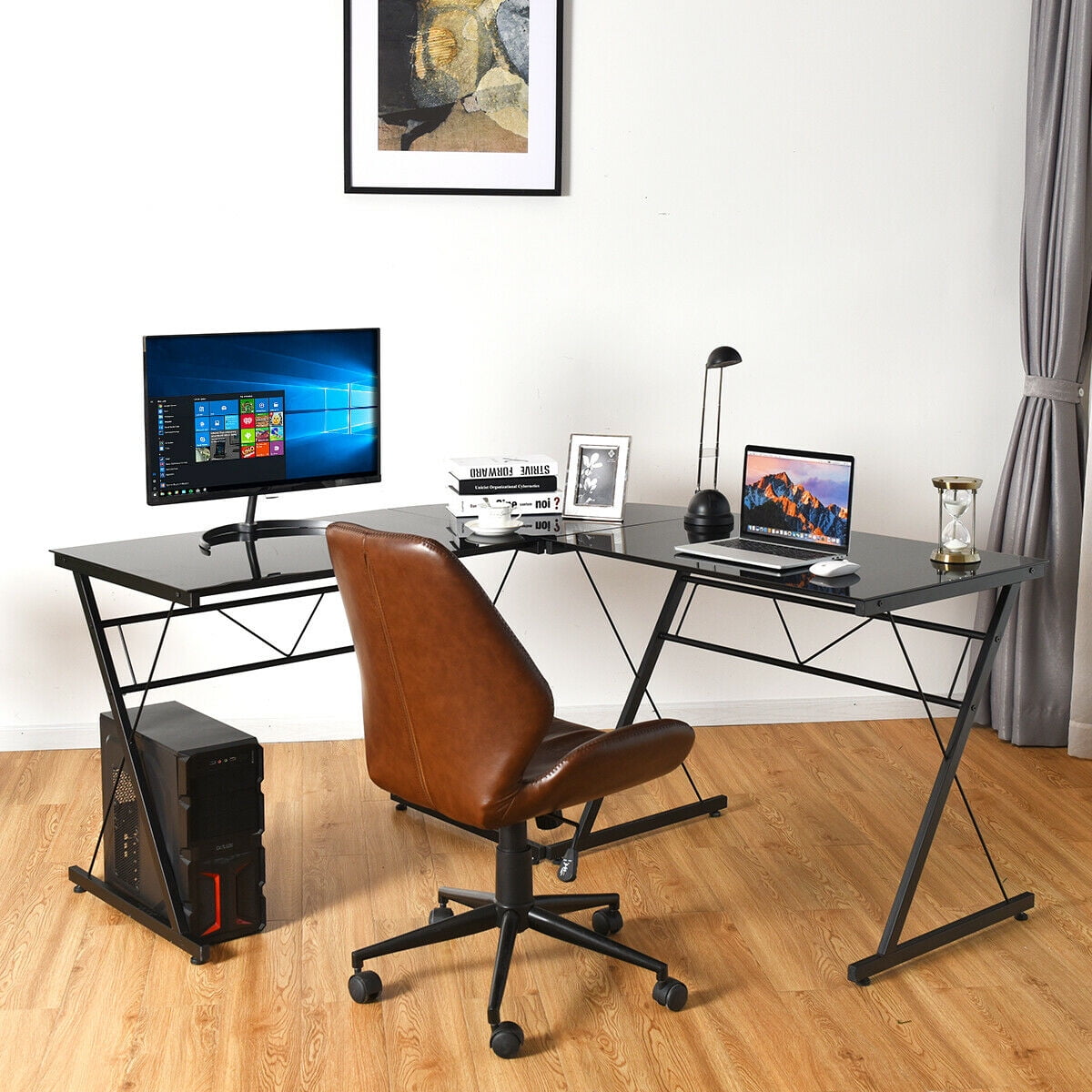 Gymax L Shape Computer Desk Tempered Glass Laptop Table Workstation Gymax L Shape Computer Desk Tempered Glass Laptop Table Workstation Corner Home Office