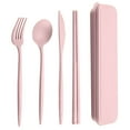 thumbnail image 6 of Hadanceo 4Pcs/Set Reusable Portable Plastic Cutlery Set with Storage Box Students Spoon Fork Cutter Chopsticks Tableware Set for Outdoor Travel, 6 of 8