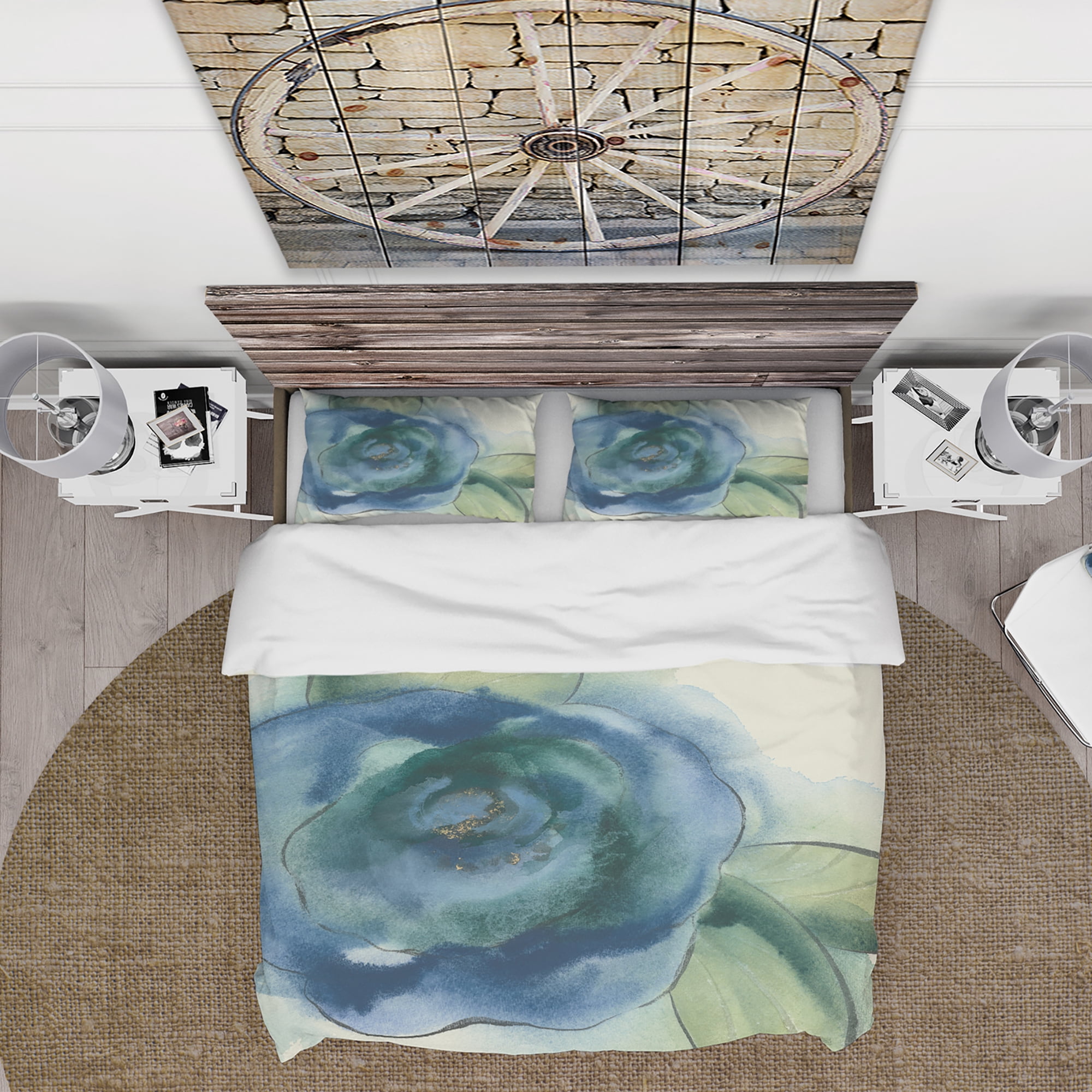 Designart 'Blue Floral Poppies I' Cottage Duvet Cover Set