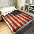 thumbnail image 2 of American Flag Blanket with Soldiers, Shaggy Stripes Throw Blanket for TV Travel Household (50x60 Inches), 2 of 5