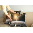 thumbnail image 2 of Ambesonne Galaxy Throw Pillow Cover 2 Pack, Moons Universe Earth, 24", Yellow White Brown, 2 of 7