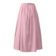 thumbnail image 4 of USSUMA Women'S Skirts Midi Skirt Solid Color High Waist Pleated Zipper Mid-Calf Skirt Casual Dresses Breathable Skirts Trekking Holiday Gift Finder Pink Skirt for Women Polyester XL, 4 of 4