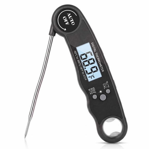 DAYBETTER Digital Food Thermometer, Foldable Probe & Instant Read Thermometer with Backlight, for Grilling & Cooking, Black
