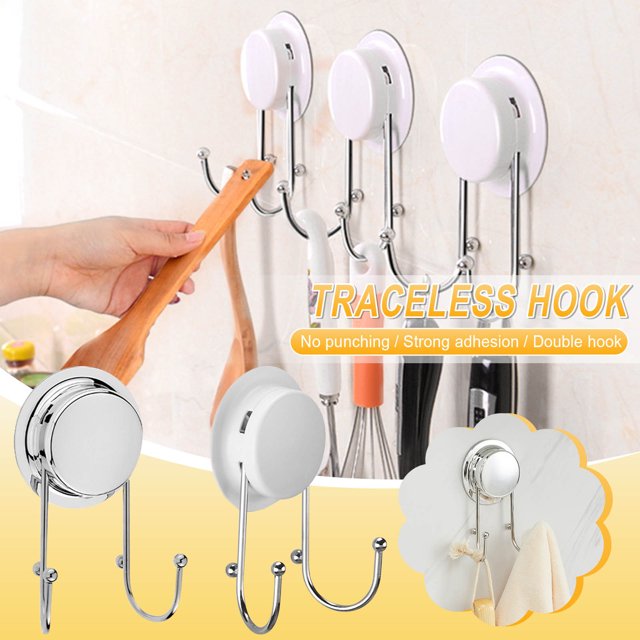 Xihbxyly Gancho de Cocina de Acero Inoxidable, Diseño Adhesivo Fuerte, Sin Agujeros Ni Clavos, Instalación con Ventosa, Compacto y Ahorra Espacio, Uso Múltiple En Baño y Sala de Estar, Fácil Instalac