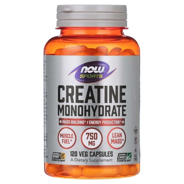 NOW Creatine Amino Acid Supplements, Unflavored, 3 Capsules, 120 Ct