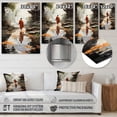 thumbnail image 4 of Designart "Footprints of Enlightenment Orange Grey Buddhist Art I" Buddhism Metal Art Print, 4 of 5