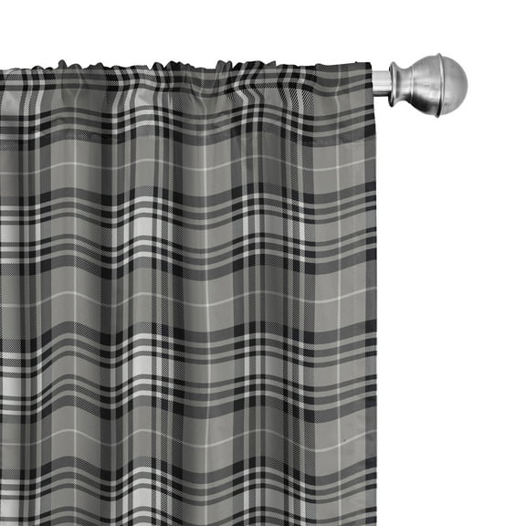 Ambesonne Checkered Curtains, Dark British Tartan, Pair of 28"x95", Seal Brown Dimgray