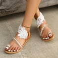 thumbnail image 2 of AXXD Women White Sandals Summer Plus-size Lace Flower Clip-toe Flat Beach Sandals, 2 of 9