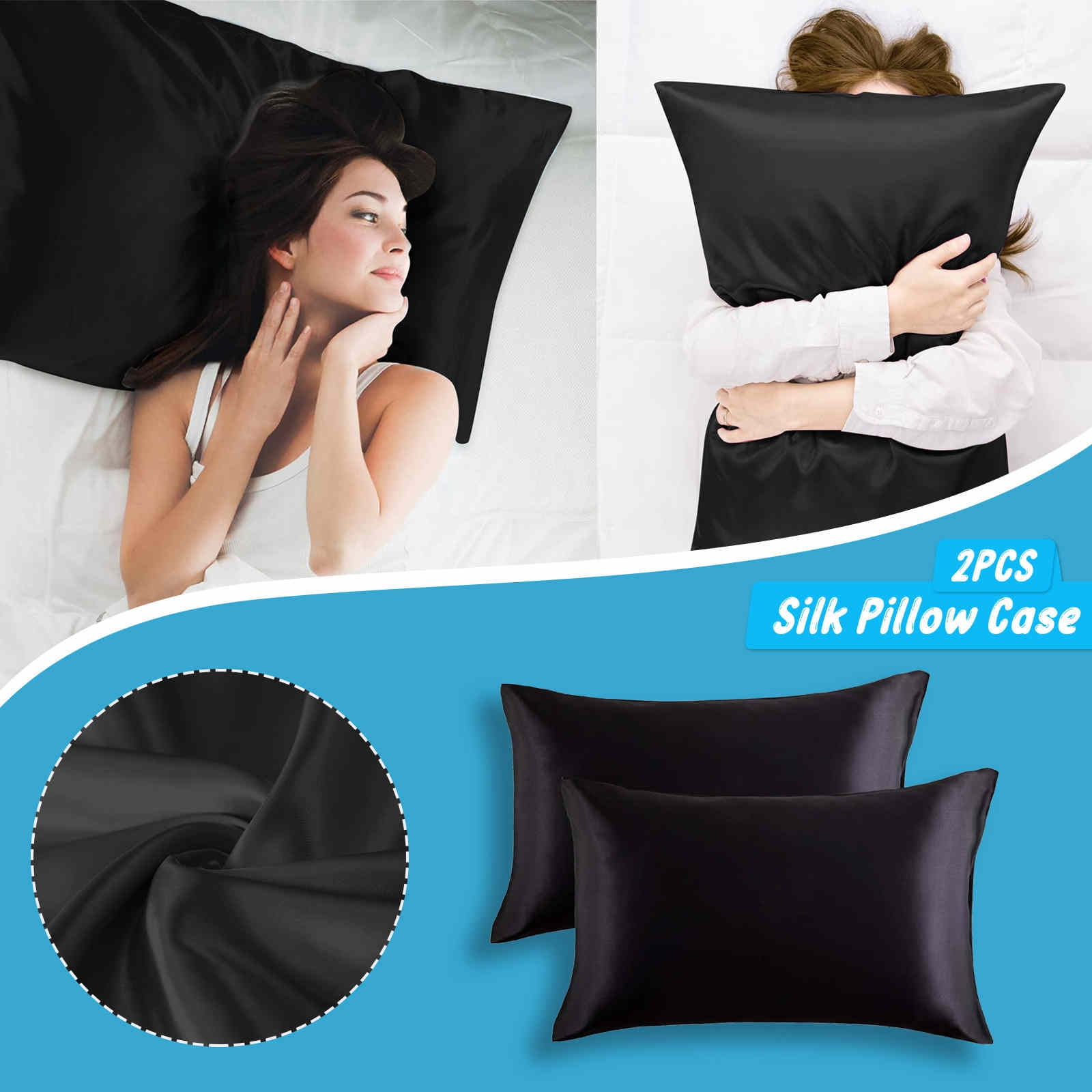 Details about   2PCS Silk Satin Standard Pillow Home Pillowcase Cover Cushion Case Decor Bed 