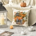 thumbnail image 4 of Sm:)e Sunflower Bow Maple Leaves Pumpkin Fall Pillow Covers 18x18 Inch Set of 2, Cushion Covers for Sofa Seasonal Home Decor, 4 of 7