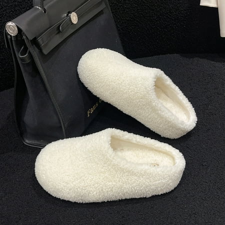 

Women s Teddy Fleece Indoor Slippers Soft Warm Fleece Non-Slip Home Bedroom Shoes Slip on Cozy Footwear
