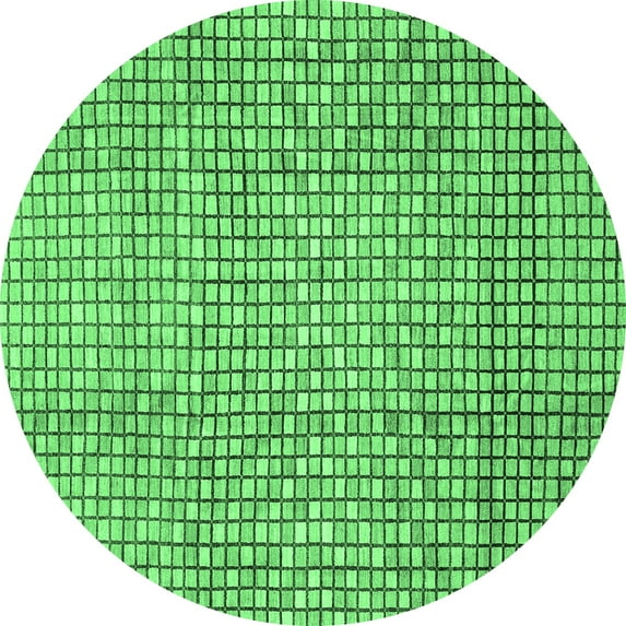 Ahgly Company Indoor Round Abstract Emerald Green Modern Area Rugs, 7' Round