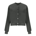 thumbnail image 6 of ClodeEU Women's Cropped Jacket,Long Sleeve Button Lightweight Jacket,Casual Trendy Outwear Dark Gray,Womens Plus S, 6 of 8