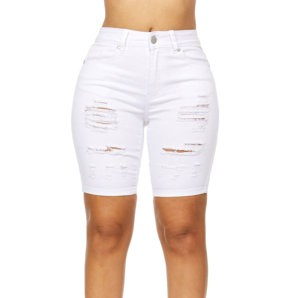 distressed bermuda jean shorts
