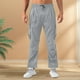 thumbnail image 1 of Pantalones largos para hombre, casuales, de moda, de color sólido, con cordón, cintura elástica y bolsillos., 1 of 9