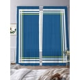 thumbnail image 4 of Sheer Curtains 84 inches Long 2 Panels Set Blue Color Block Light Filtering Sheer Drapes Rod Pocket Window Curtains for Living Room/Bedroom, Abstract Yellow Lines, 4 of 8