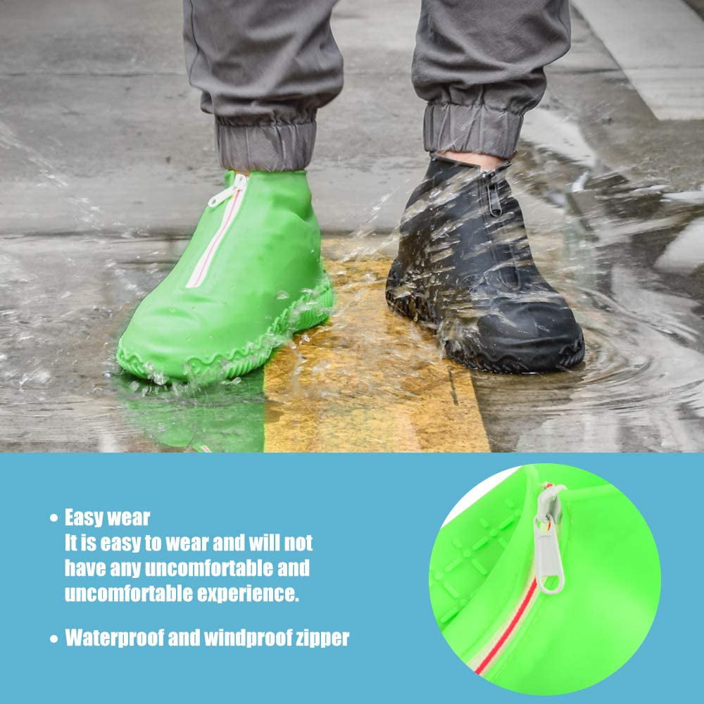 Reusable Foldable Not-Slip Rain Shoe Covers with Zipper,Shoe Protectors Overshoes Rain Galoshes for Kids,Men and Women CHUHUAYUAN Waterproof Silicone Shoe Covers 1 Pair 